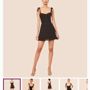 Reformation Black Ruffle Mini Christine Dress Ladies Sz 4